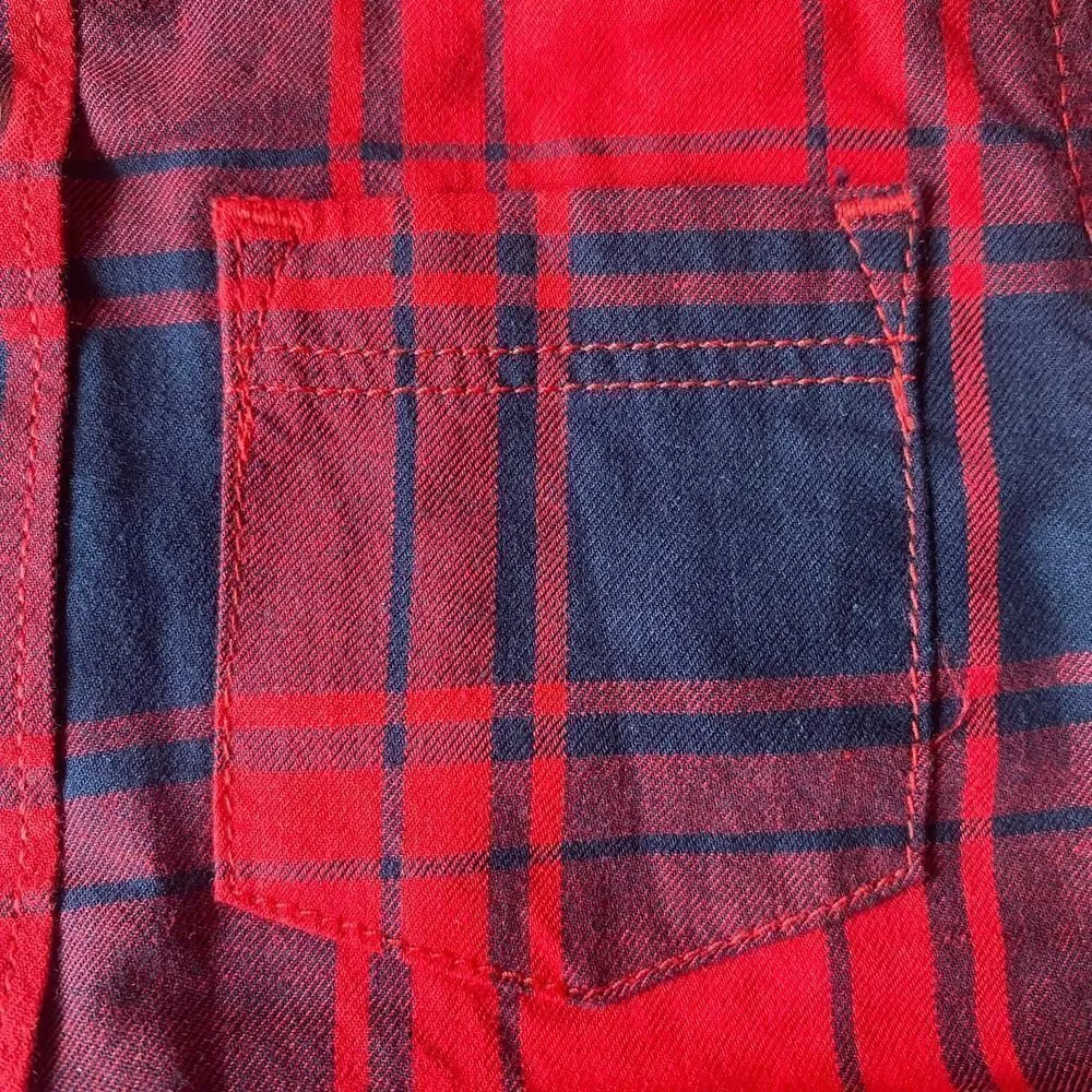 OshKosh B'gosh Plaid Button Up Shirt Red Navy 24 Months
